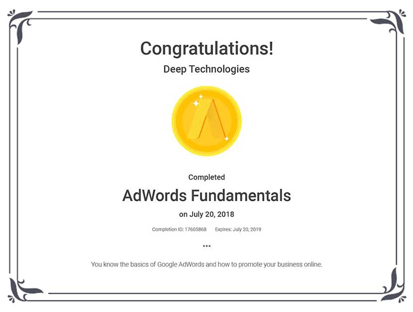 Achievements Certificate