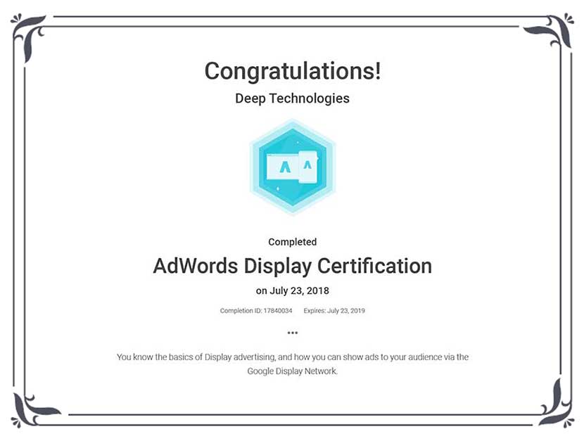 Google Adword Display Certification